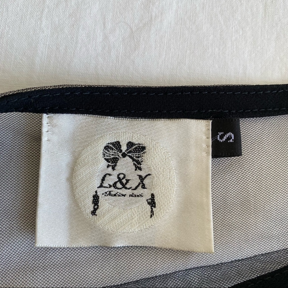 L&X Black Shear Chiffon White Soutache MIDI Dress - Picture 8 of 14